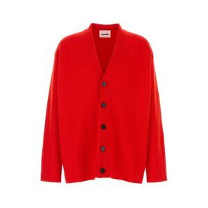 Jil Sander Men Red Wool Cardigan